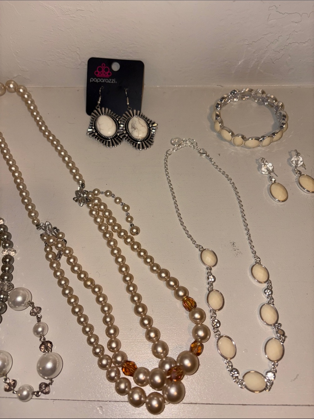 paparazzi Cream and Gold Layered Necklace Collection - Picture 3 of 5